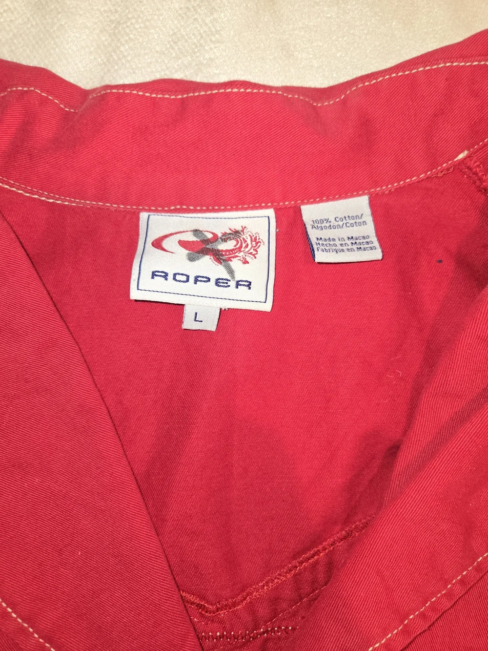 Roper Red Women's Blazer with Contrast Stitching Buttons Large